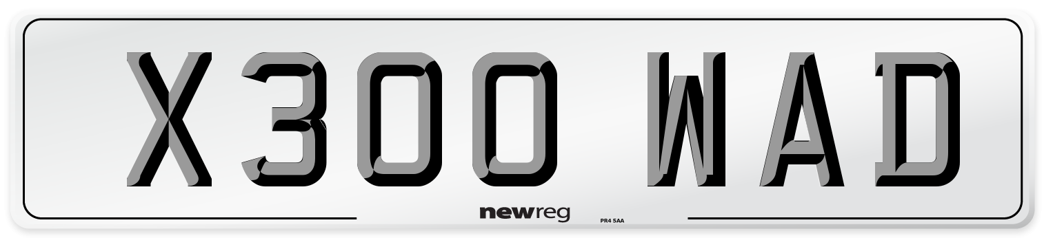 X300 WAD Number Plate from New Reg
